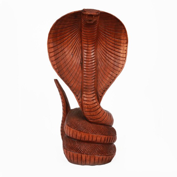 AHŞAP EL YAPIMI KRAL KOBRA  HEYKEL/ BİBLO,40 CM