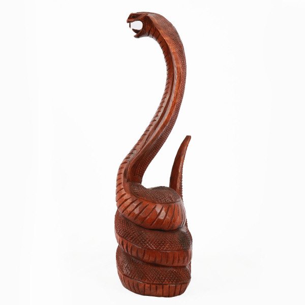 AHŞAP EL YAPIMI KRAL KOBRA  HEYKEL/ BİBLO,40 CM