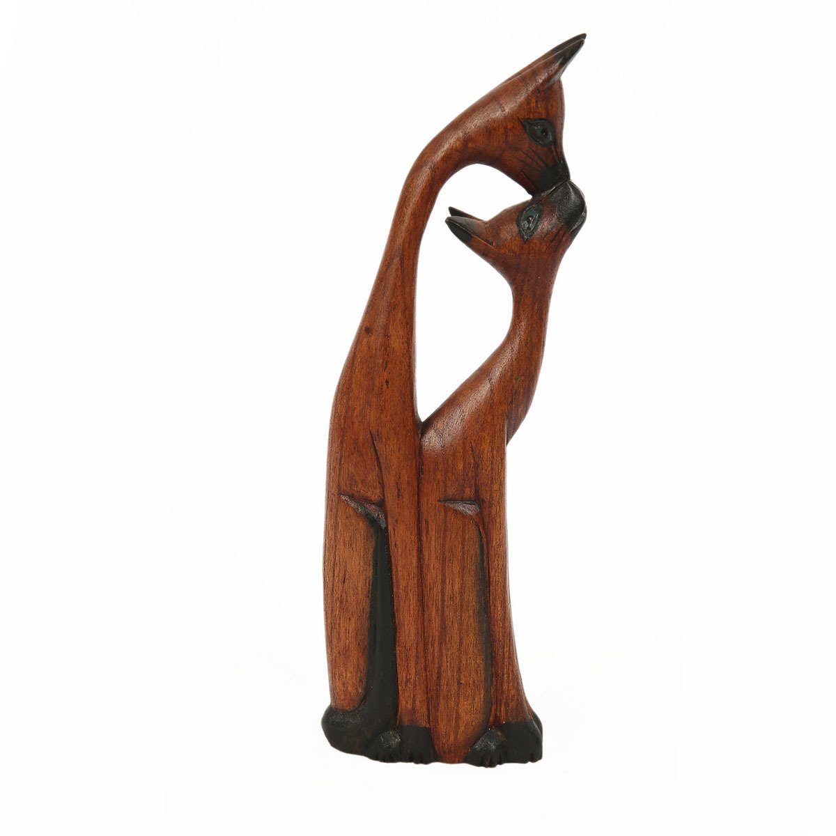 AHŞAP EL YAPIMI ÖPÜŞEN KEDİLER ABSTRACT BİBLO 31 CM