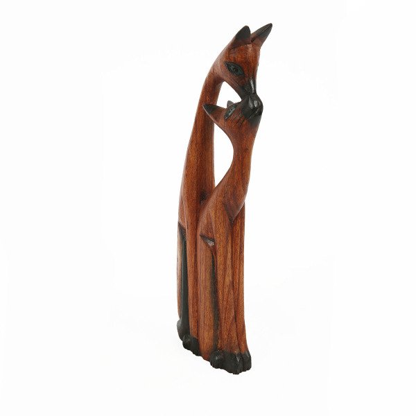 AHŞAP EL YAPIMI ÖPÜŞEN KEDİLER ABSTRACT BİBLO 31 CM