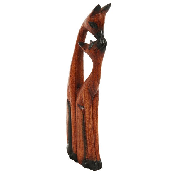 AHŞAP EL YAPIMI ÖPÜŞEN KEDİLER ABSTRACT BİBLO 31 CM
