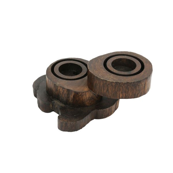 AHŞAP DÖNERLİ 2'Lİ TEALIGHT LAMBA/MUMLUK 8*16 CM