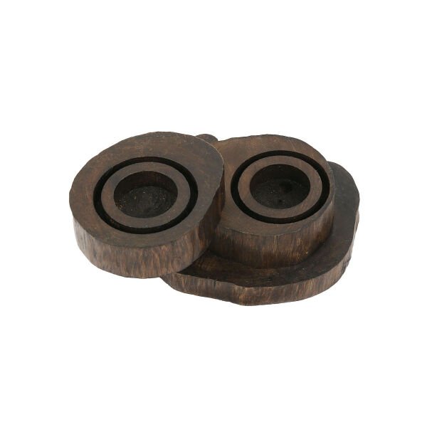 AHŞAP DÖNERLİ 2'Lİ TEALIGHT LAMBA/MUMLUK 8*16 CM