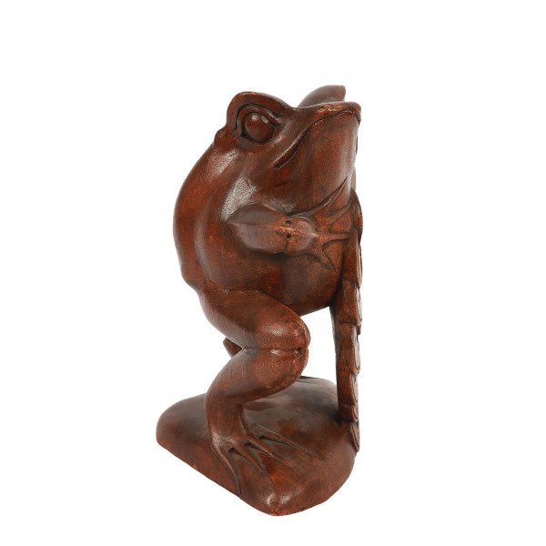 AHŞAP EL YAPIMI  KURBAĞA PARALI BİBLO  25 CM