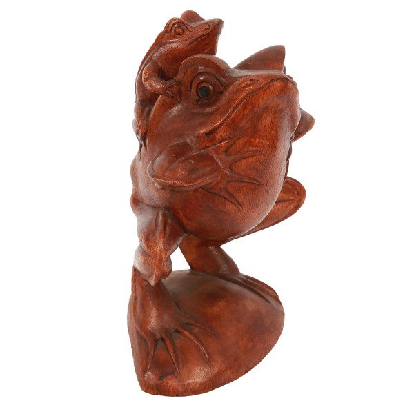 AHŞAP EL YAPIMI KURBAĞA YAVRULU BİBLO 27 CM