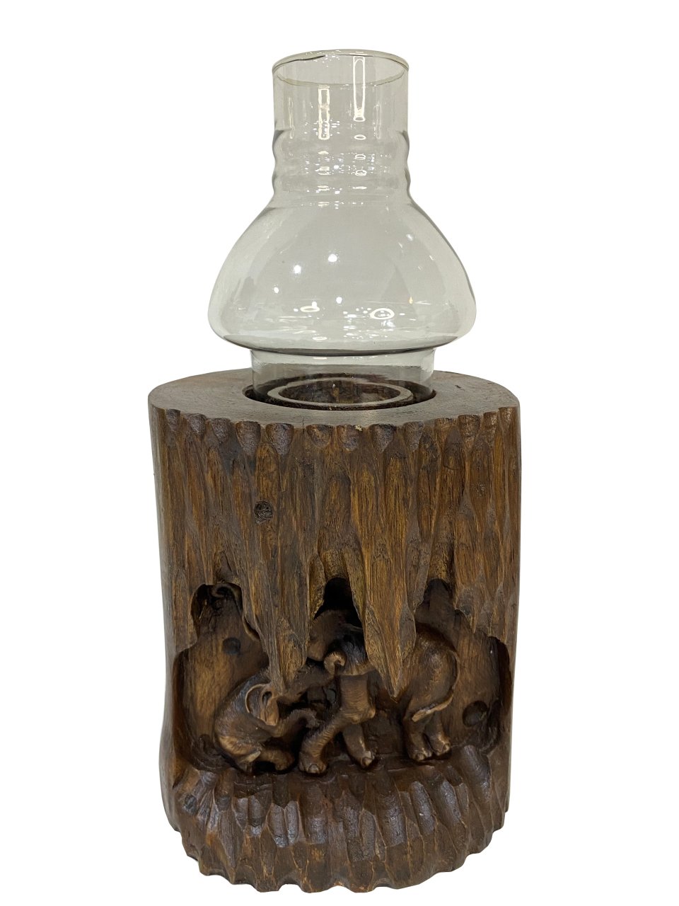 AHŞAP EL YAPIMI FİL OYMALI TEALIGHT LAMBA/MUMLUK 15*12