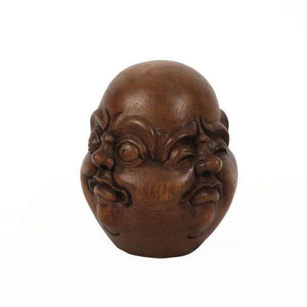 MİNDİ AĞACI EL YAPIMI 4 YÜZLÜ BUDDHA KAFASI 14 CM