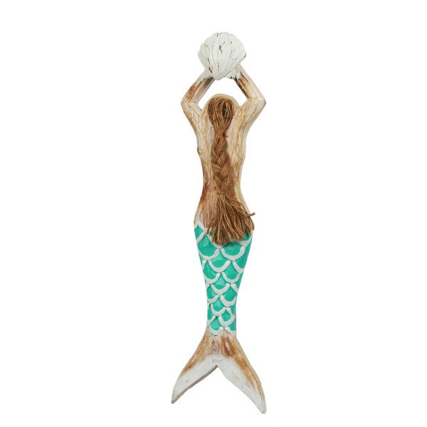 AHŞAP EL YAPIMI DENİZ KIZI 2'Lİ EV DEKORU 45 CM,70 CM