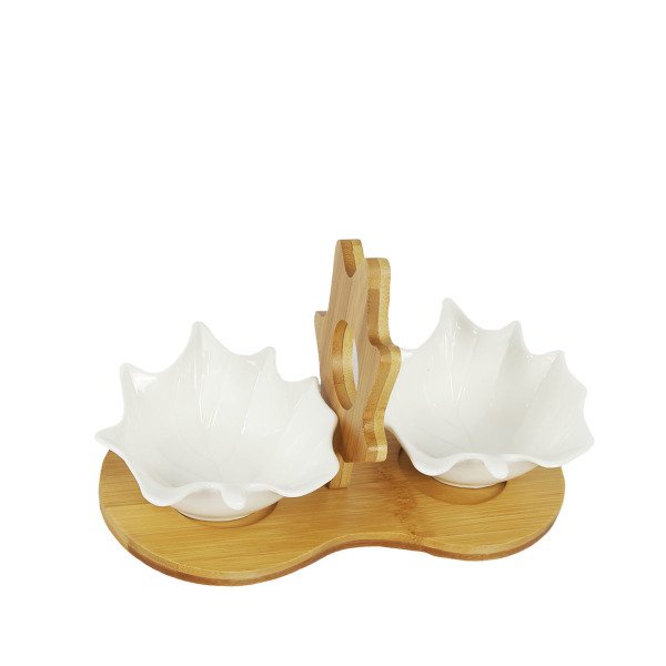 B2828 SHELL BAMBU/ PORSELEN ÇEREZLİK VE SOSLUK 23,5*13*14CM