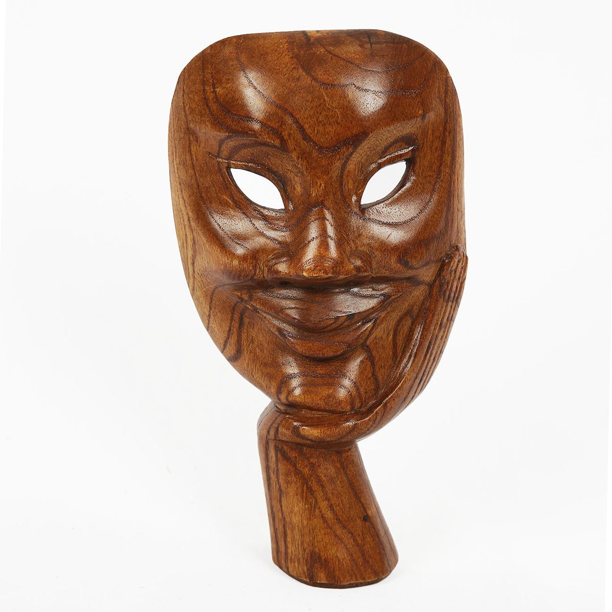 AHŞAP EL YAPIMI OYMALI DÜŞÜNEN İNSAN TİYATRAL MASK 25 CM