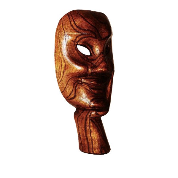 AHŞAP EL YAPIMI OYMALI DÜŞÜNEN İNSAN TİYATRAL MASK 25 CM