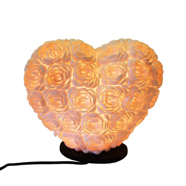 DENİZ KABUĞU KALP LAMBA ÇİÇEKLİ 34*40 CM