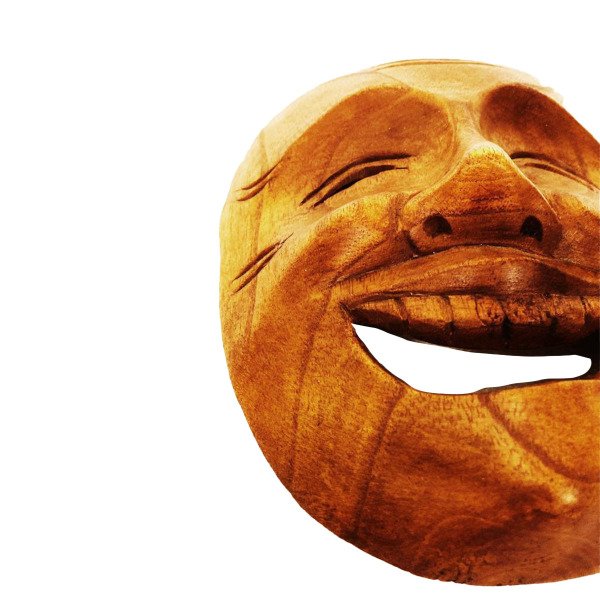 AHŞAP OYMALI GÜLEN MASK 25 CM