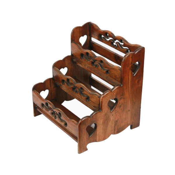 AHŞAP EL YAPIMI OYMALI 3 KATLI BAHARATLIK 34*29*37 CM