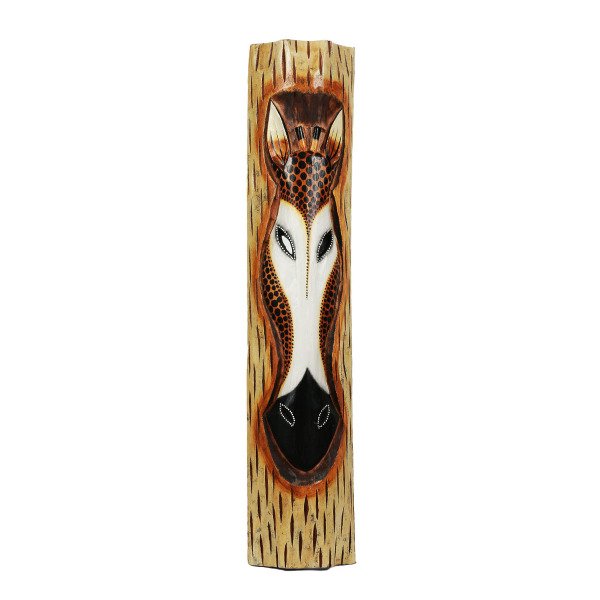 AHŞAP EL YAPIMI ZÜRAFA VE ODUN DESENLİ  MASK  81 CM