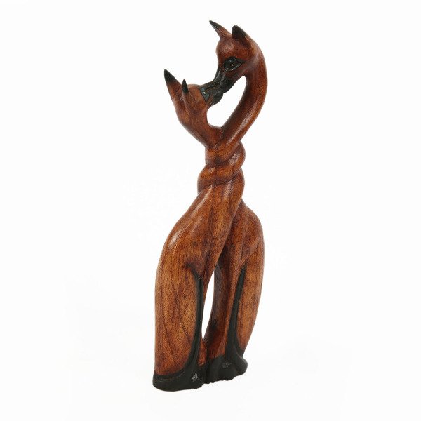 AHŞAP EL YAPIMI ABSTRACT BİBLO / ÖPÜŞEN SARMAŞIK KEDİLER 31CM