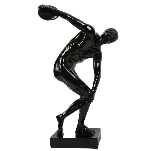 POLYESTER DISCOBOLUS ERKEK HEYKELİ ,DİSK ATAN ERKEK  BİBLO BEYAZ SİYAH 50 CM