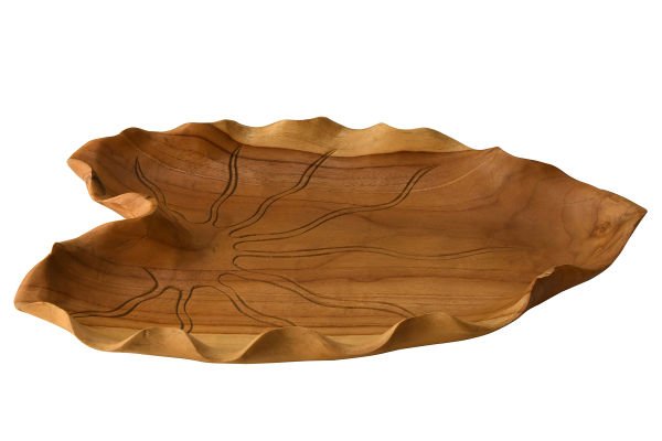 TEAK AĞACI EL YAPIMI YAPRAK SERVİS VE SUNUMLUK