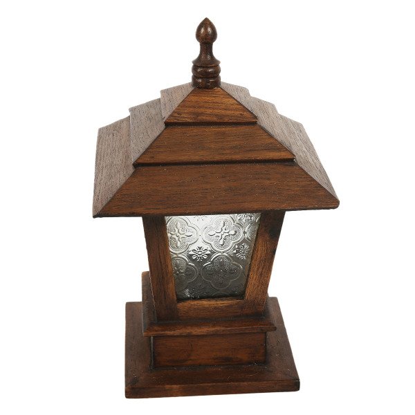 EL YAPIMI AHŞAP CAMLI  FENER/ABAJUR 33,5*20CM