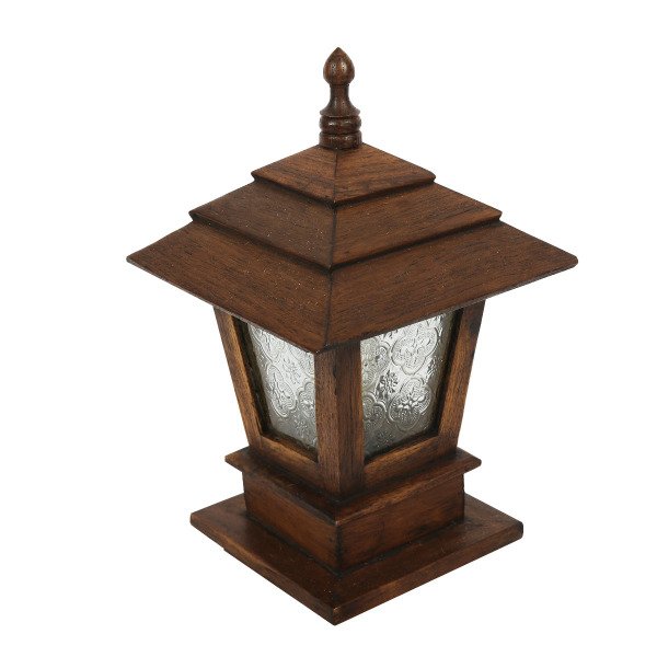 EL YAPIMI AHŞAP CAMLI  FENER/ABAJUR 33,5*20CM
