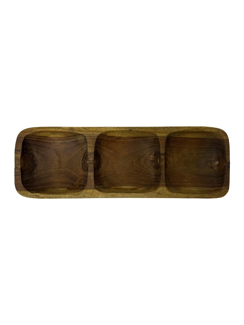 TEAK AĞACI EL YAPIMI 3 BÖLMELİ ÇEREZLİK 28*9*4,5CM