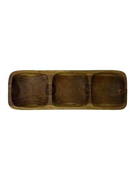 TEAK AĞACI EL YAPIMI 3 BÖLMELİ ÇEREZLİK 28*9*4,5CM