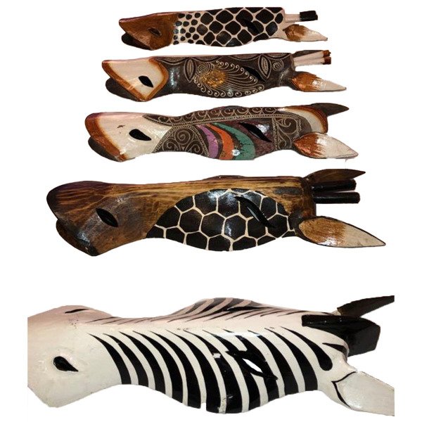 MİNDİ AĞACINDAN EL YAPIMI 5'Lİ ZEBRA VE ZÜRAFA MASK