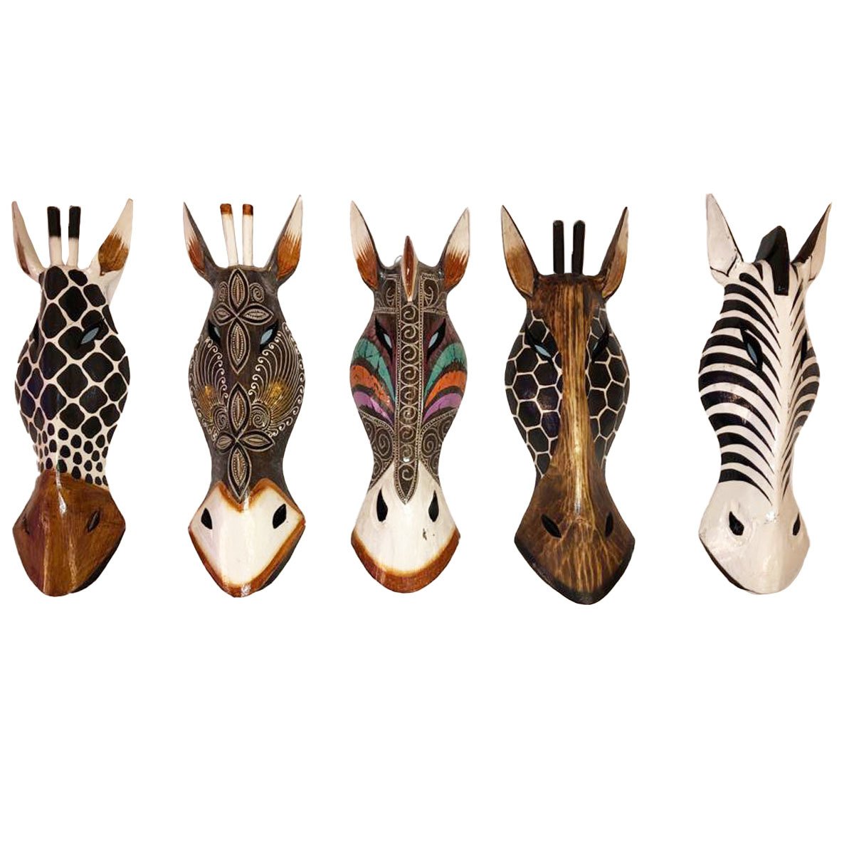 MİNDİ AĞACINDAN EL YAPIMI 5'Lİ ZEBRA VE ZÜRAFA MASK