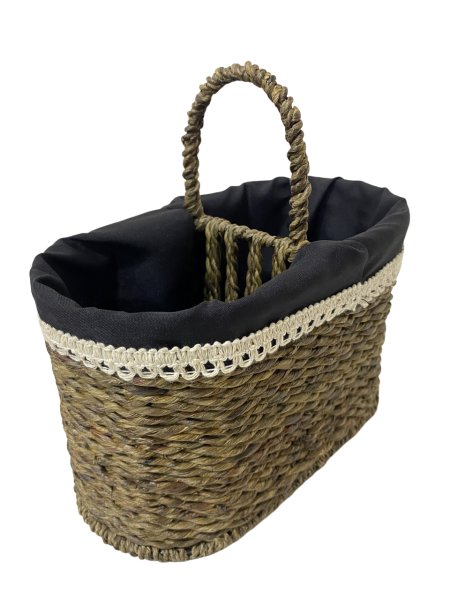 HASIR EL YAPIMI 2 BÖLMELİ KULPLU KAŞIKLIK 22*14*12CM