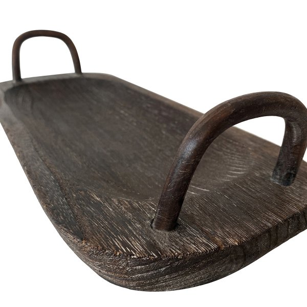 PAULOWNIA  EL YAPIMI BAVOLA KULPLU OVAL SUNUMLUK 38*16*4CM