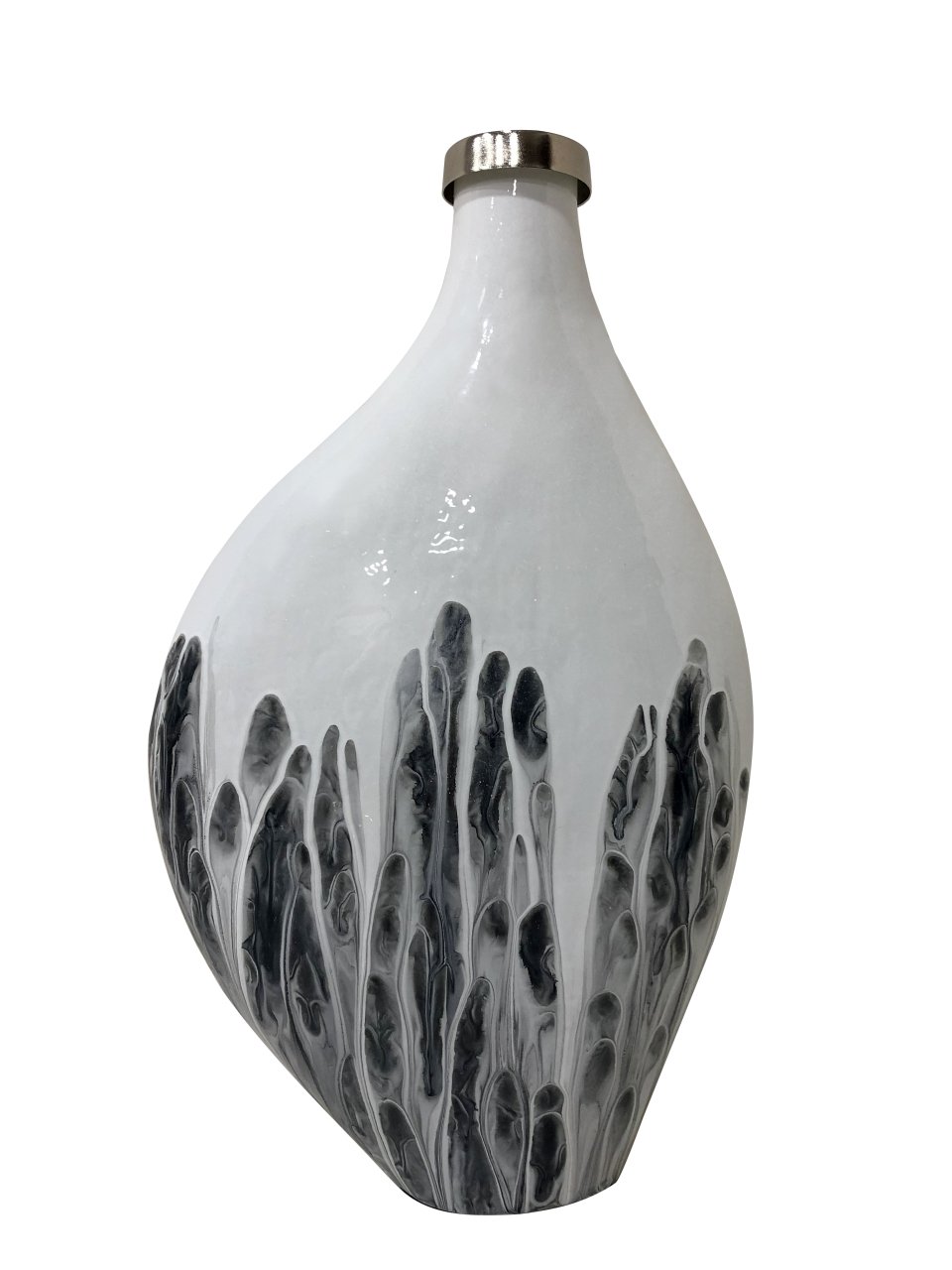 GÜMÜŞ BEYAZ SOFIA CAM GENİŞ VAZO 38*23CM