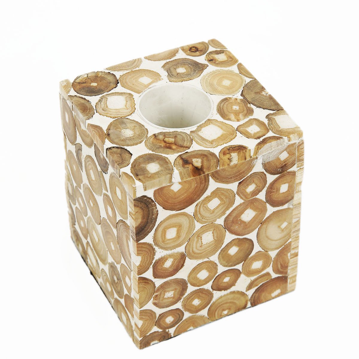 RUSTİK AĞAÇ PARÇALI TEALIGHT MUMLUK 10*10*13 CM