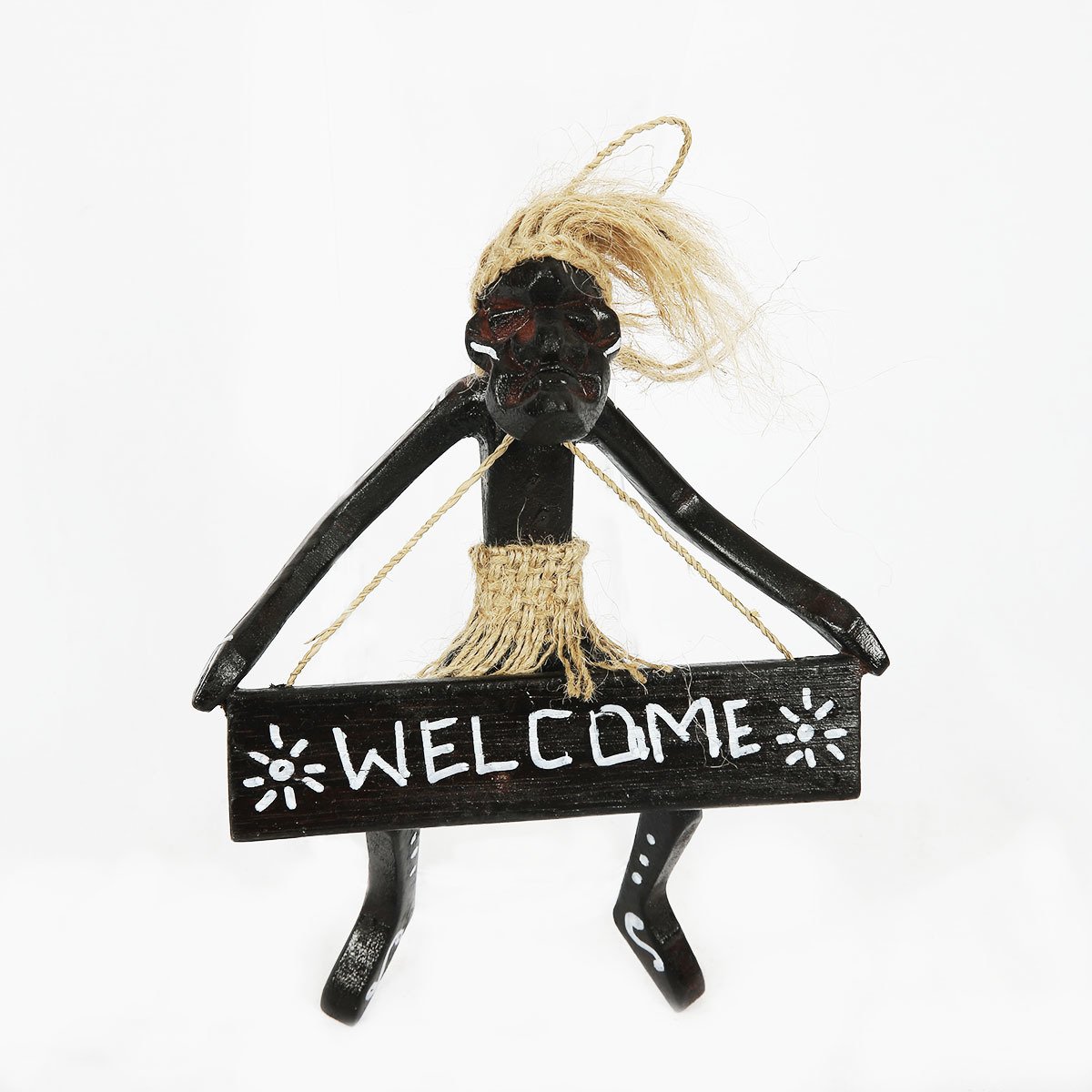 AHŞAP EL YAPIMI PRİMİTİF / İLKEL İNSAN WELCOME  MİKRO FİGÜR 23CM