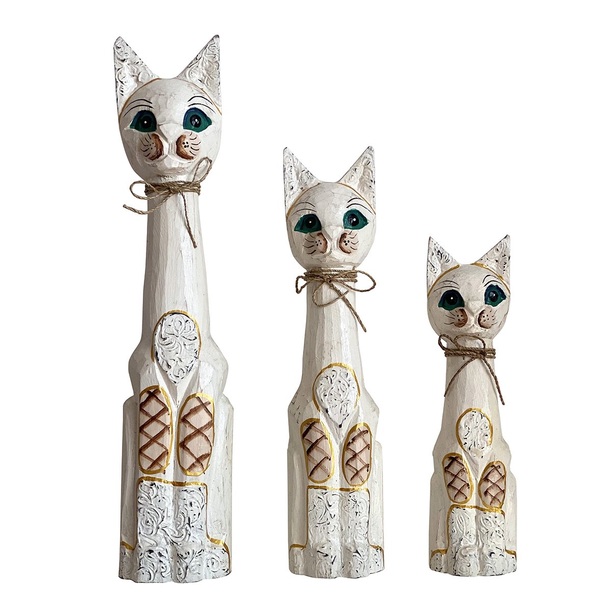 EL YAPIMI AHŞAP 3'LÜ KEDİ 50CM,40CM,31CM