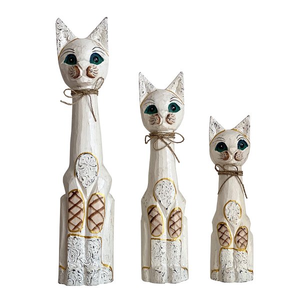 EL YAPIMI AHŞAP 3'LÜ KEDİ 50CM,40CM,31CM