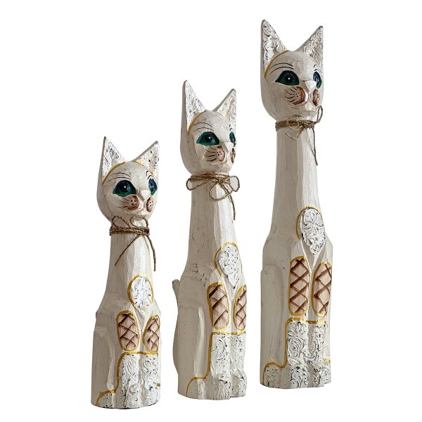 EL YAPIMI AHŞAP 3'LÜ KEDİ 50CM,40CM,31CM