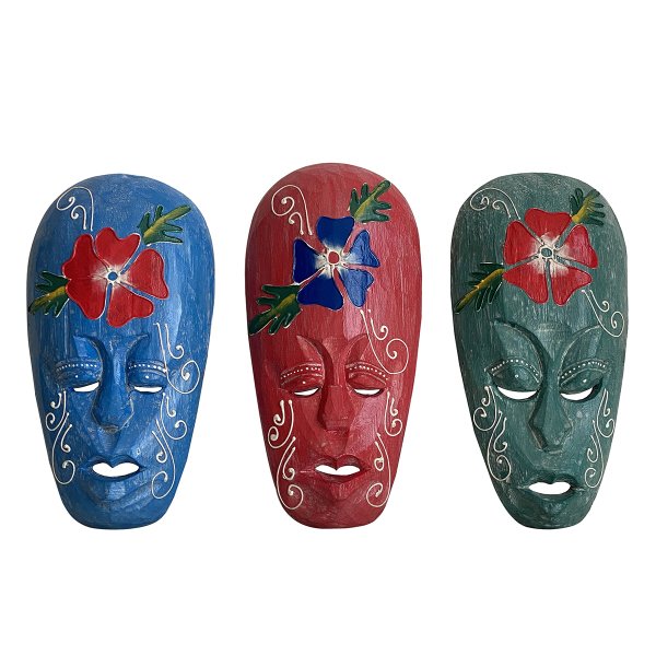 EL YAPIMI AHŞAP 3'LÜ MASK 22 CM