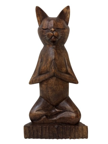 AHŞAP EL YAPIMI YOGA YAPAN KEDİ