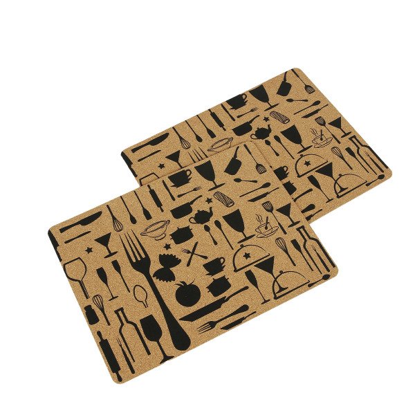 097O3037014 KLT A.MANTAR SERVİS ,SİYAH DESENLİ 6'LI , 40*30 CM