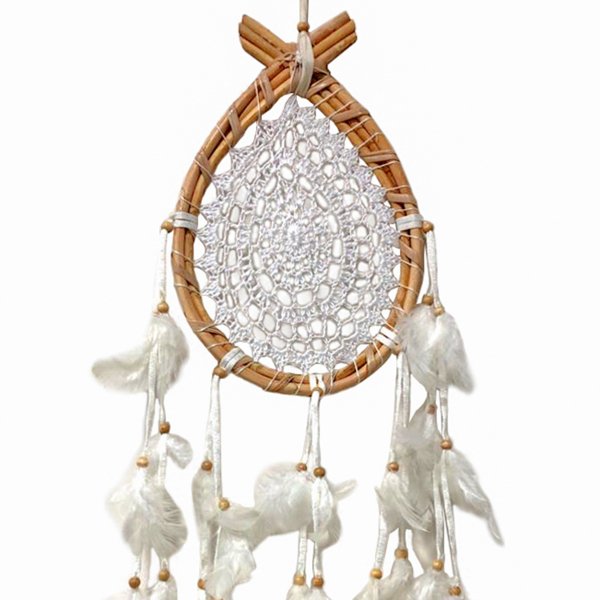 EL YAPIMI ÖRGÜLÜ DAMLA RÜYA KAPANI/DREAM CATCHER  28 CM