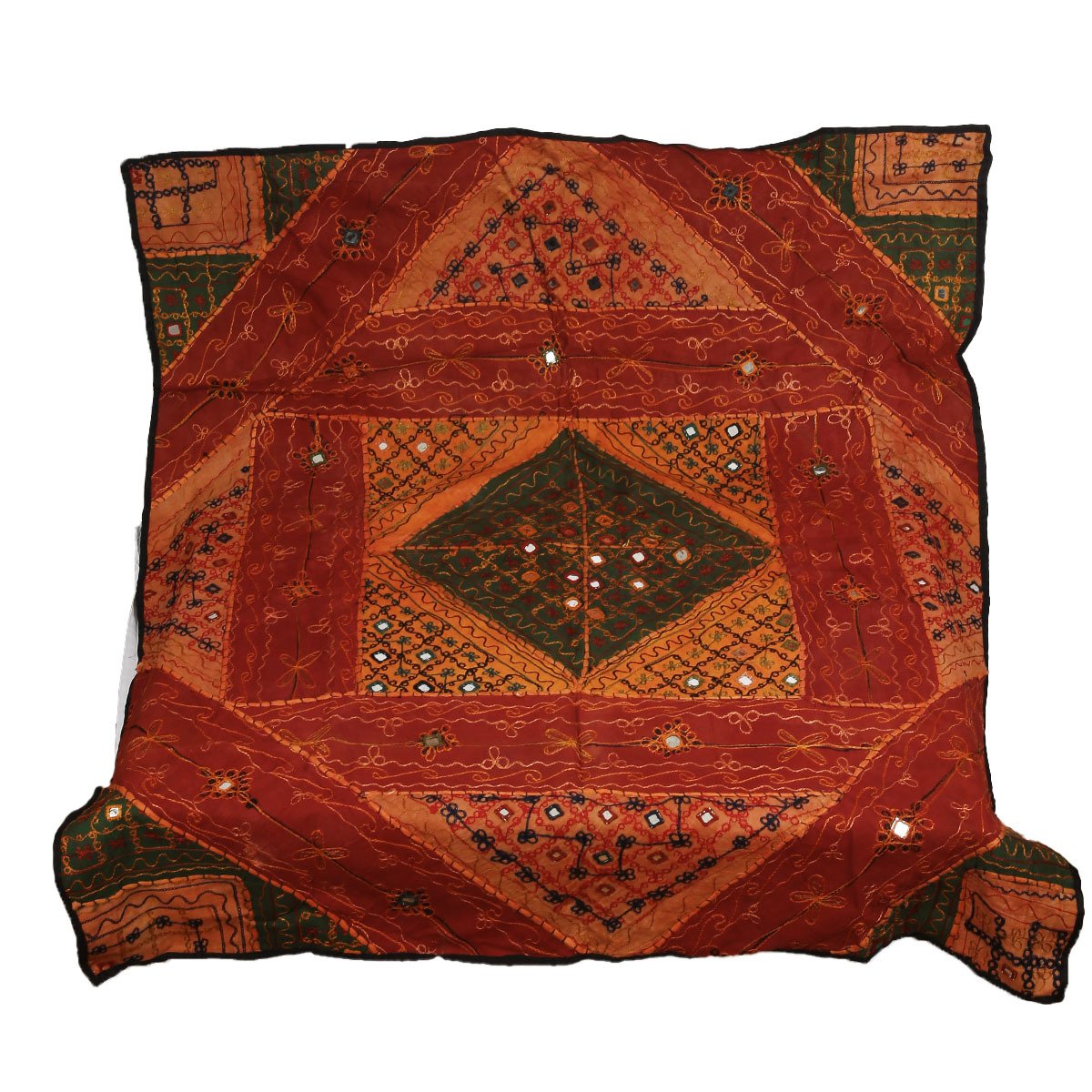 AYNALI PATCHWORK MEDİTASYON ÖRTÜSÜ / HİNDİSTAN EL İŞİ     117*140 CM