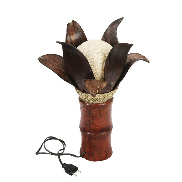 MUZ KABUĞU HASIR VE KETEN ÖRGÜLÜ  LOTUS ABAJUR/LAMBA      42 CM