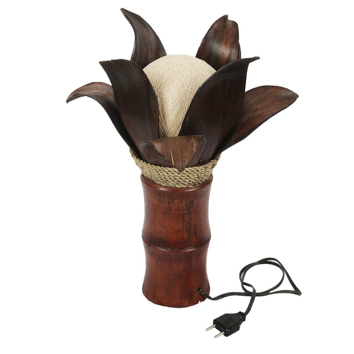 MUZ KABUĞU HASIR VE KETEN ÖRGÜLÜ  LOTUS ABAJUR/LAMBA      42 CM