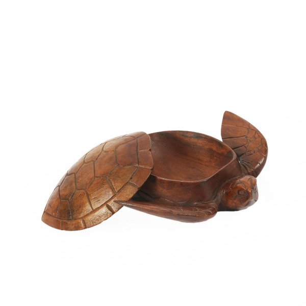 AHŞAP EL YAPIMI KAPLUMBAĞA KAPAKLI ÇEREZLİK 24 CM