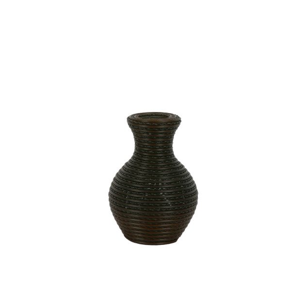 PLASTİK HASIR DOKULU EL YAPIMI VAZO KÜÇÜK BOY  25CM