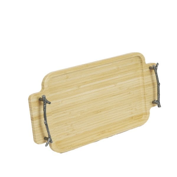 LACHI METAL KULPLU BAMBU TEPSİ 40*20*4CM