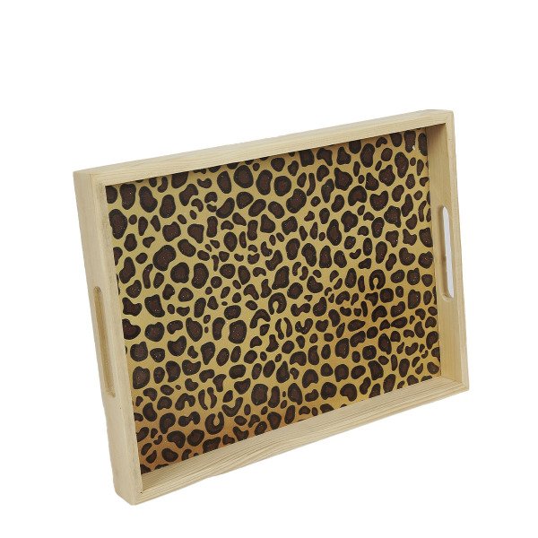 BZM LEOPAR DESENLİ AHŞAP TEPSİ BZM 39,5*30CM