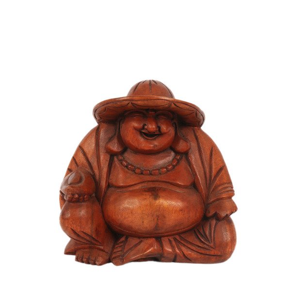 AHŞAP GÜLEN BUDDHA/ HOTEI ŞANS TANRISI  20 CM