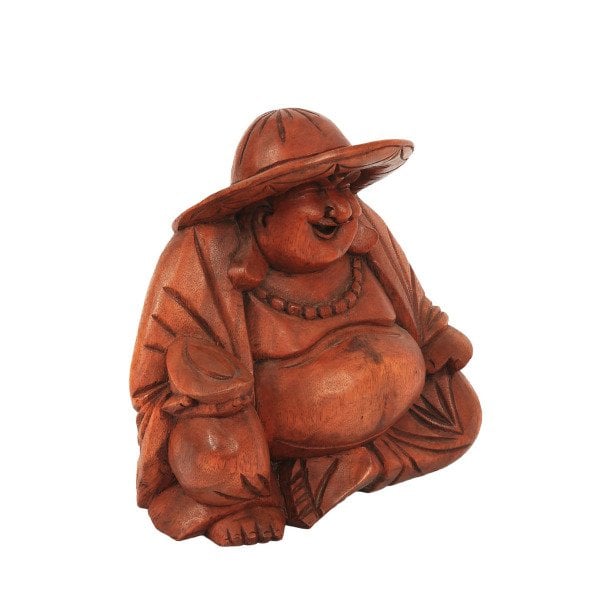 AHŞAP GÜLEN BUDDHA/ HOTEI ŞANS TANRISI  20 CM