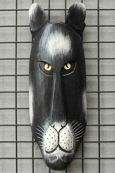 AHŞAP EL YAPIMI PANTER MASK/ DUVAR DEKORU 50CM
